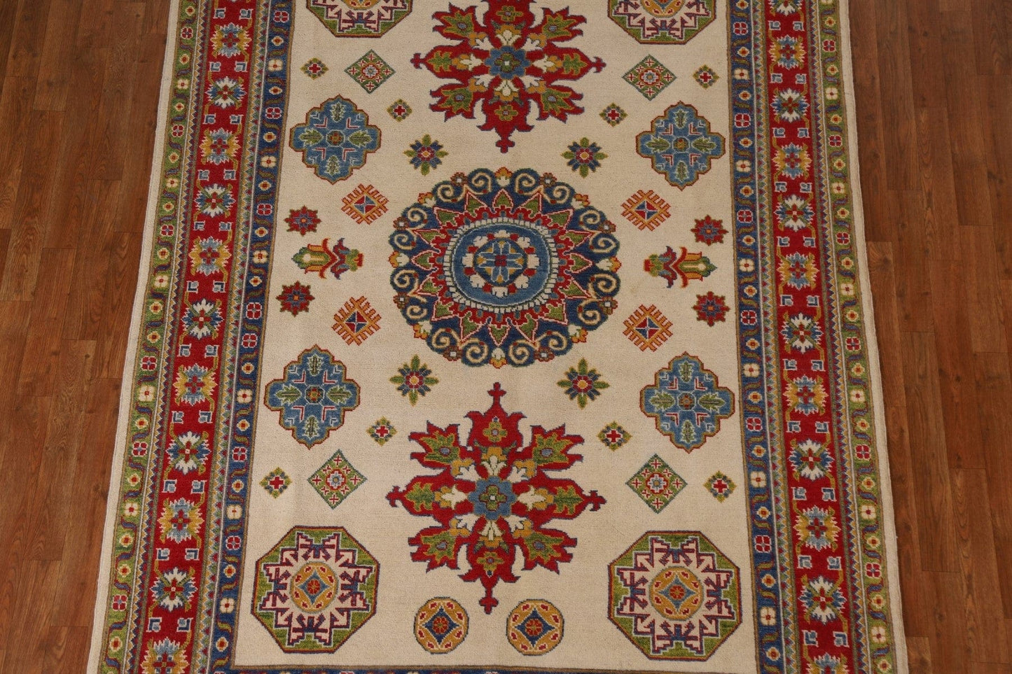 Ivory Kazak Geometric Area Rug 6x9