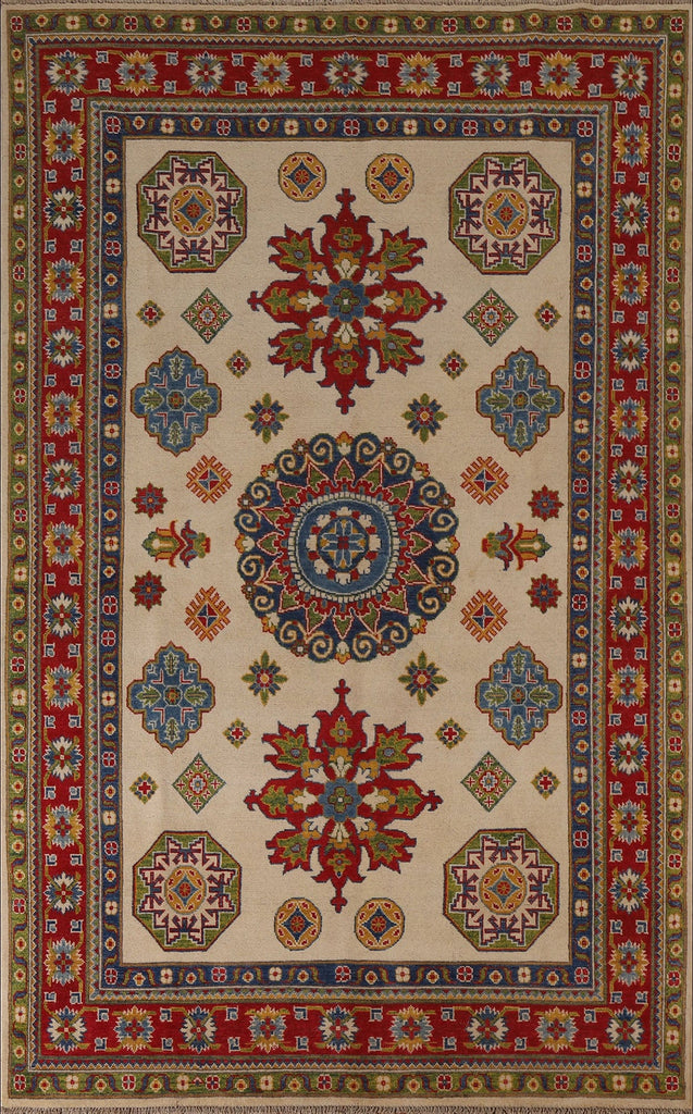 Ivory Kazak Geometric Area Rug 6x9