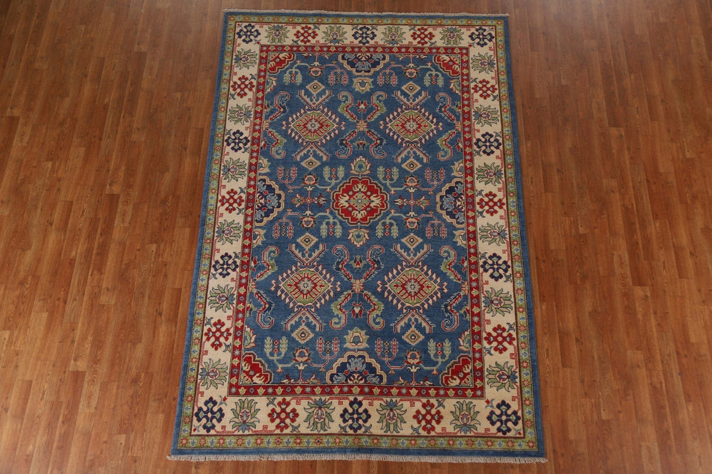 Blue Kazak Geometric Area Rug 6x9