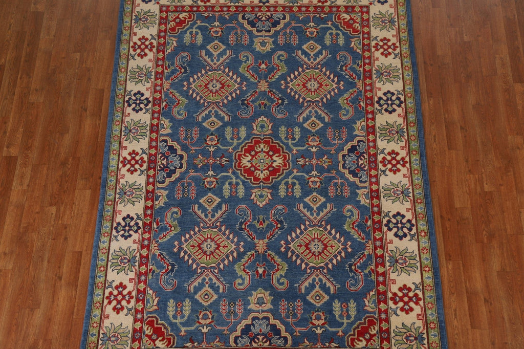 Blue Kazak Geometric Area Rug 6x9