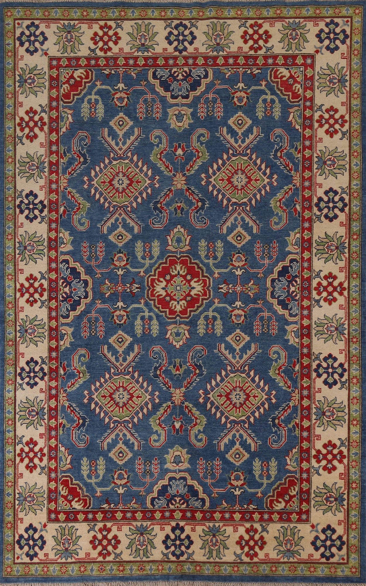 Blue Kazak Geometric Area Rug 6x9