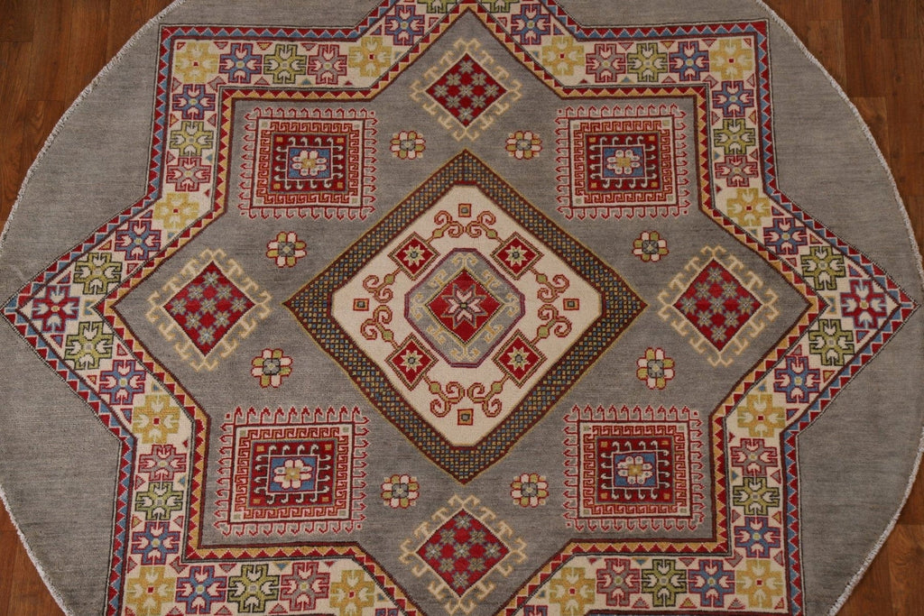 Geometric Kazak Round Area Rug 7x7