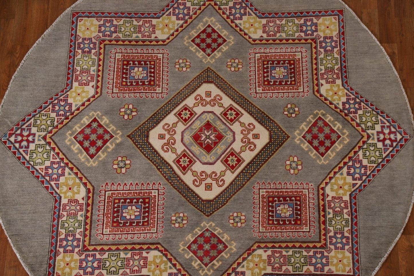 Geometric Kazak Round Area Rug 7x7