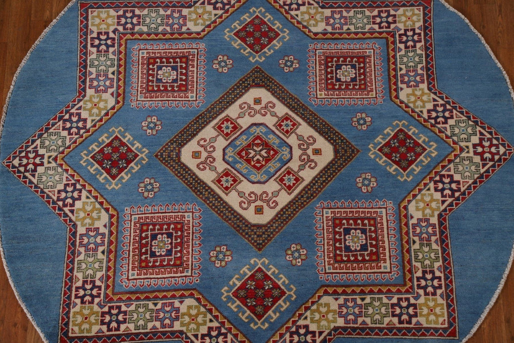 Blue Kazak Round Area Rug 7x7