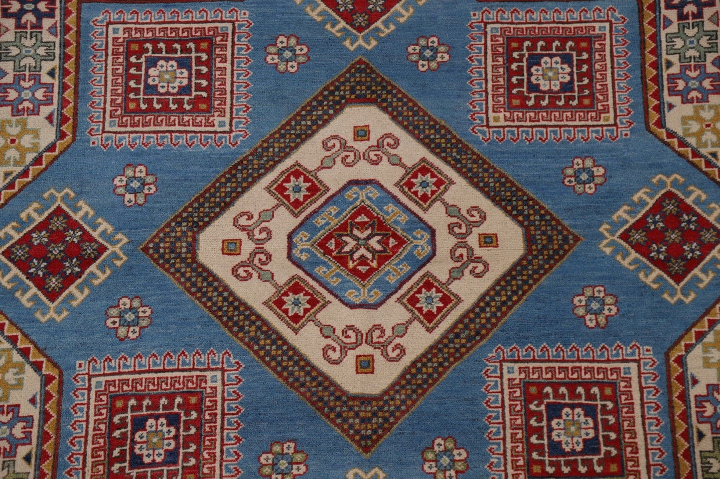 Blue Kazak Round Area Rug 7x7