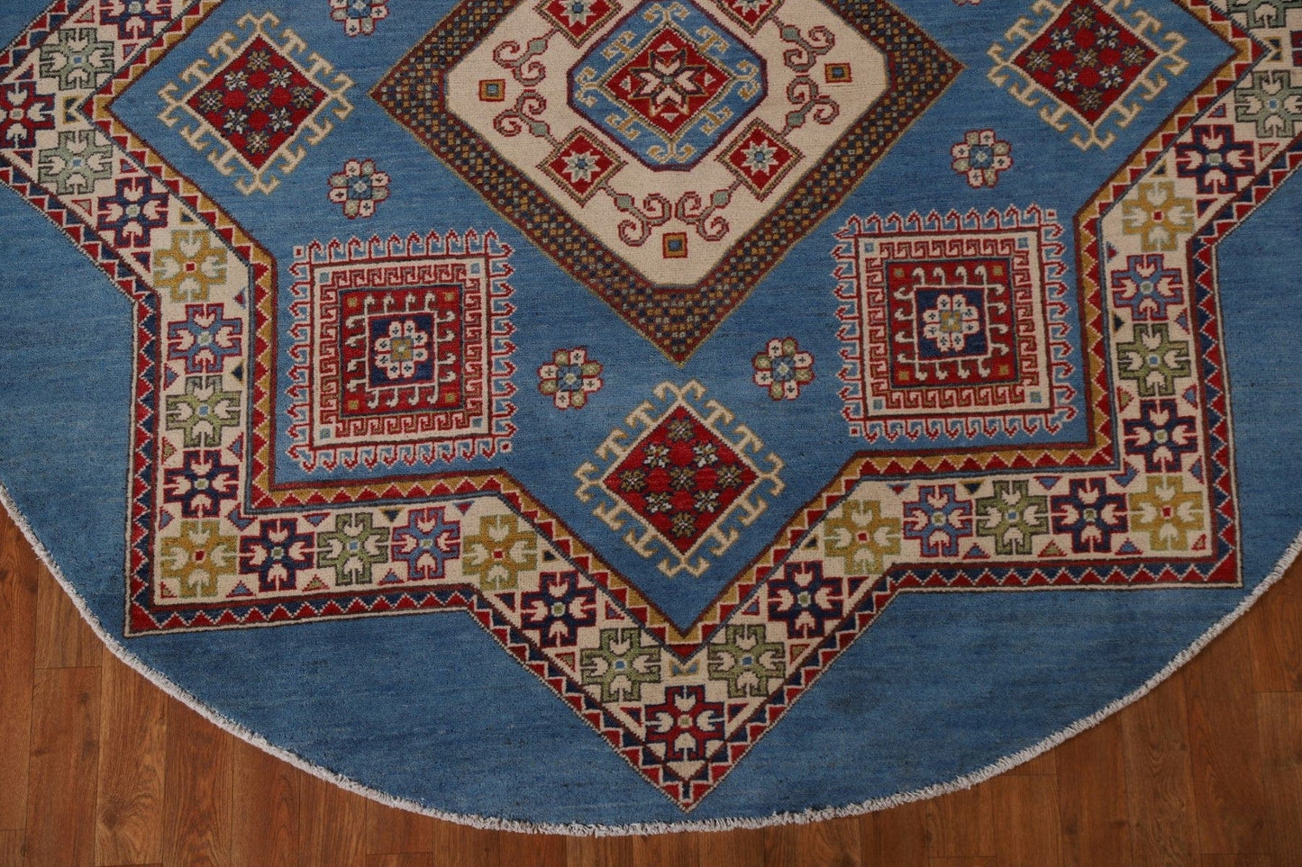 Blue Kazak Round Area Rug 7x7