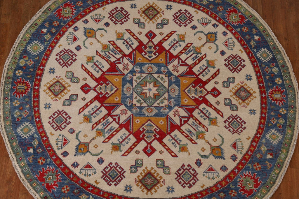 Geometric Kazak Round Area Rug 8x8