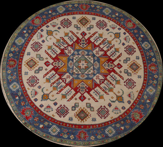 Geometric Kazak Round Area Rug 8x8