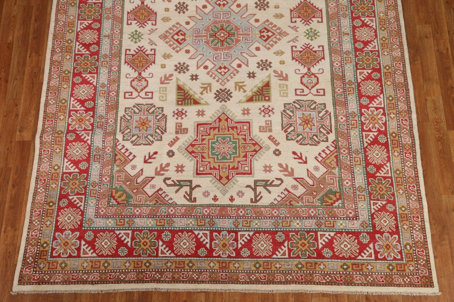 Ivory Kazak Geometric Area Rug 7x10