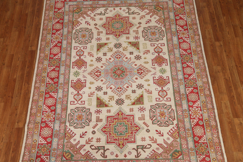 Ivory Kazak Geometric Area Rug 7x10