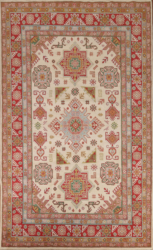 Ivory Kazak Geometric Area Rug 7x10