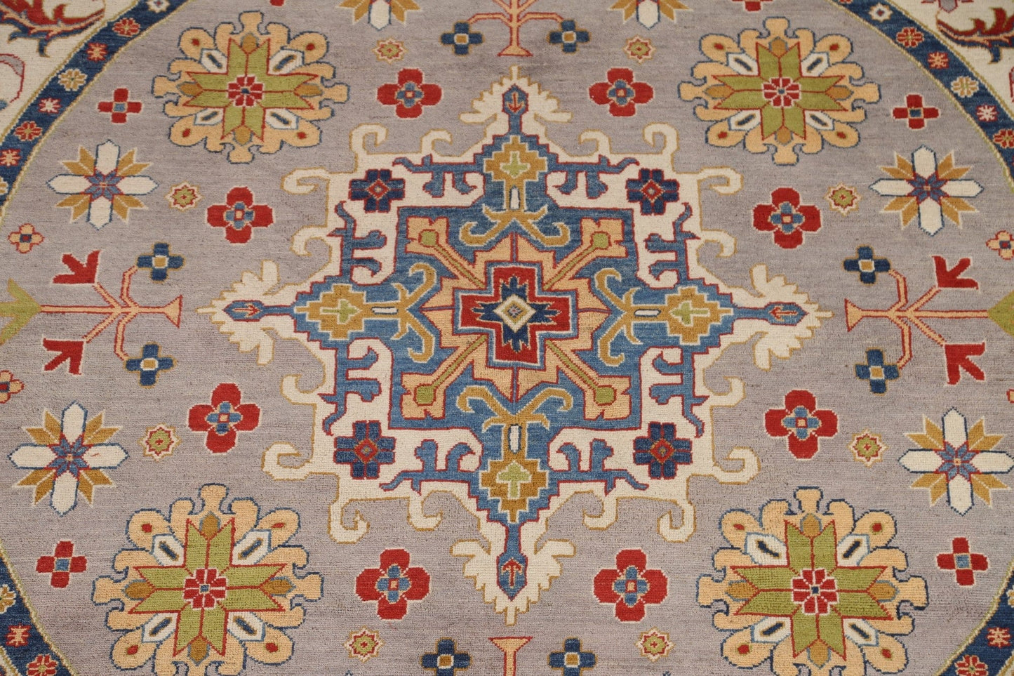 Geometric Kazak Round Area Rug 8x8