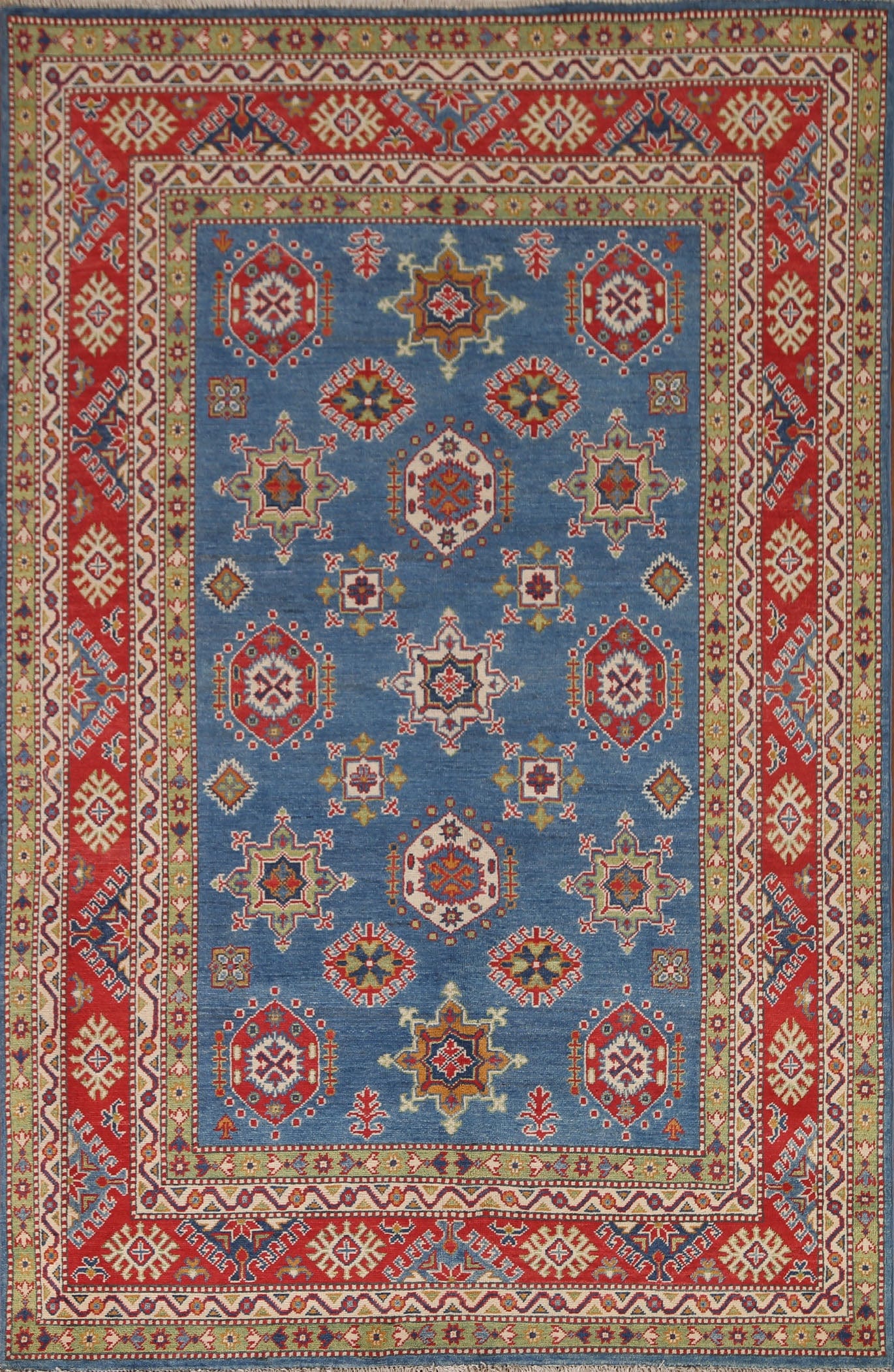 Handmade Kazak Blue Area Rug 6x8