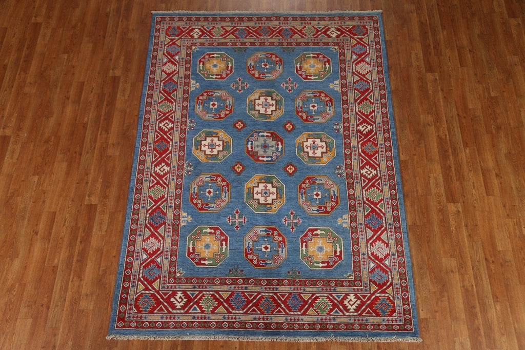 Geometric  Blue Kazak Oriental Area Rug 6x8