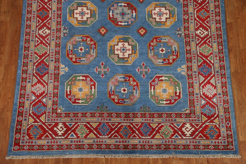 Geometric  Blue Kazak Oriental Area Rug 6x8