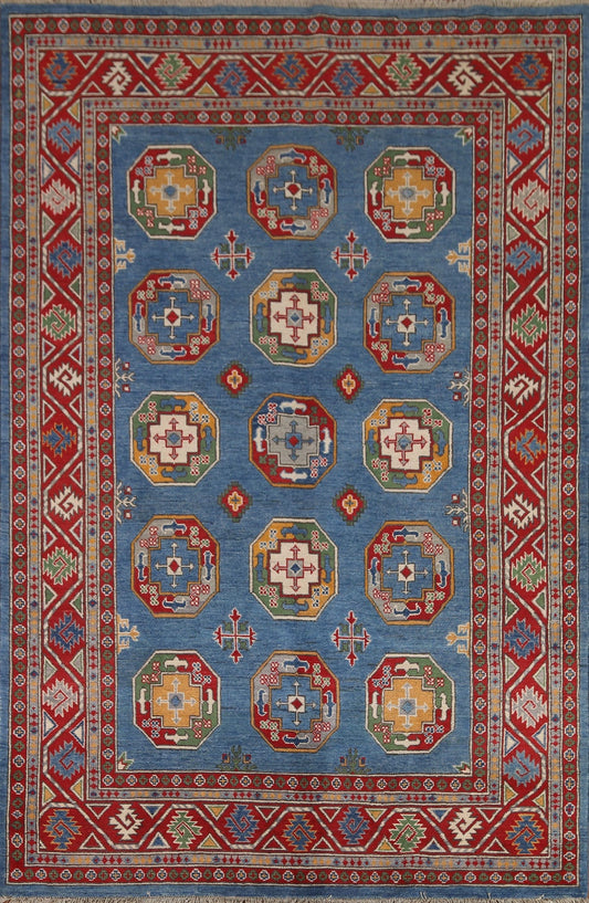 Geometric  Blue Kazak Oriental Area Rug 6x8