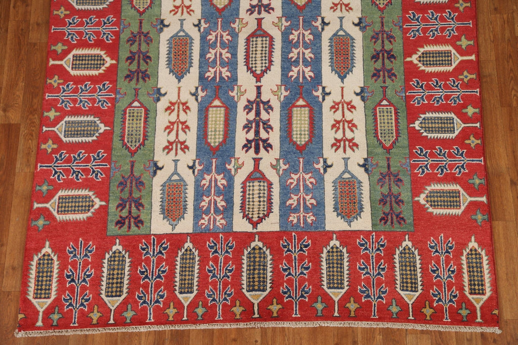 All-Over Geometric Kazak Oriental Area Rug 6x8