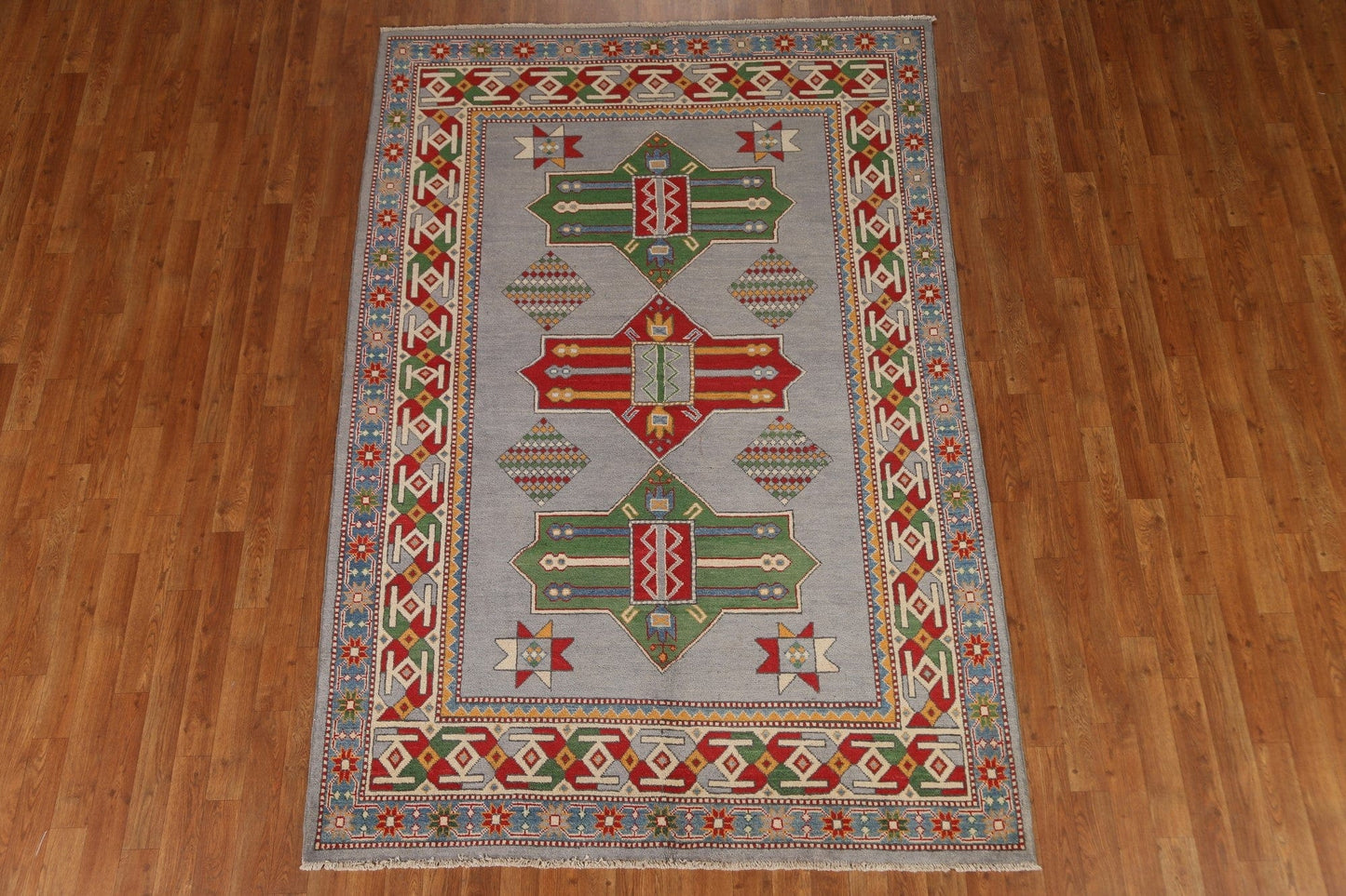 Geometric Kazak Oriental Area Rug 5x8