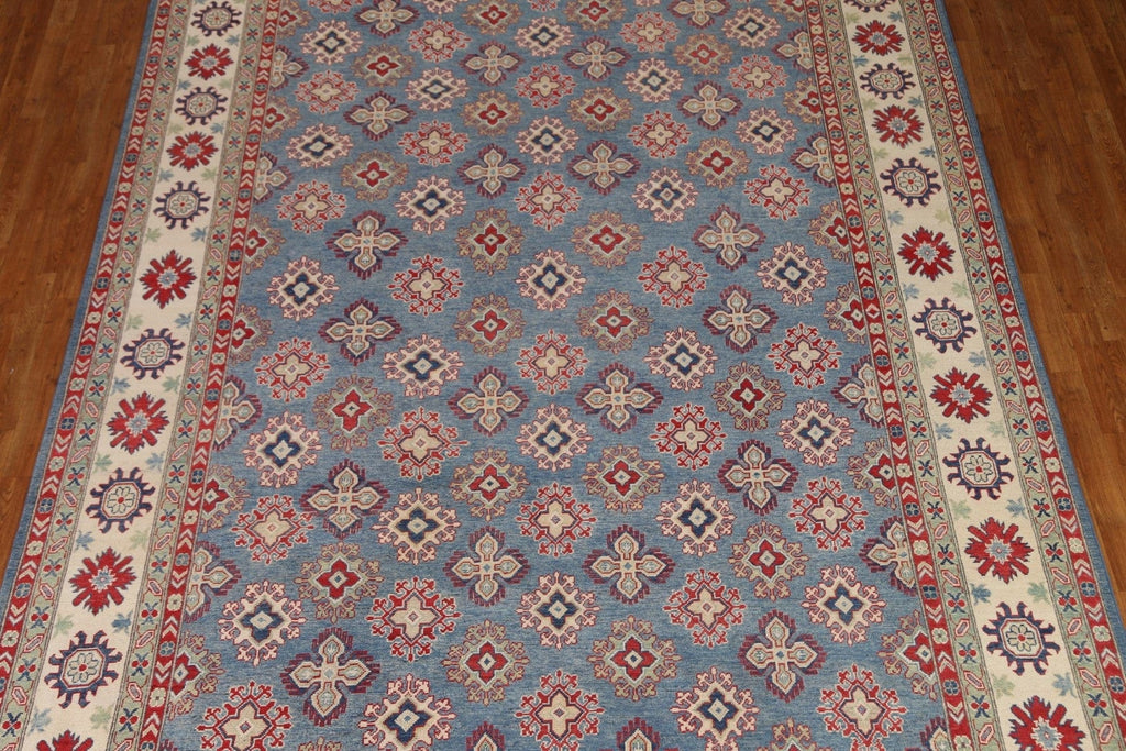 All-Over Blue Kazak Handmade Area Rug 9x12