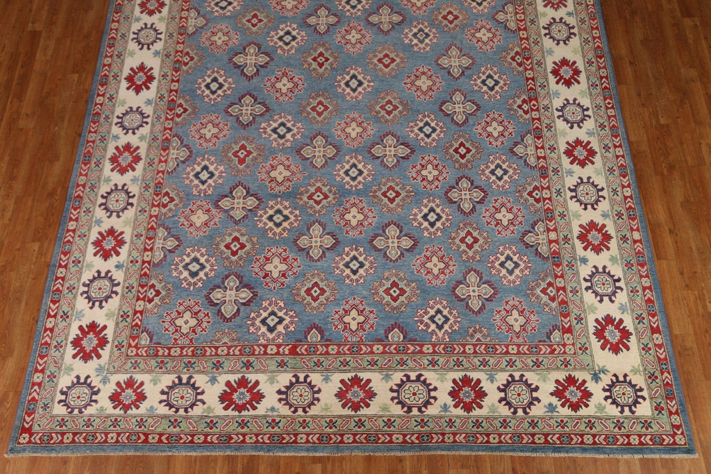 All-Over Blue Kazak Handmade Area Rug 9x12