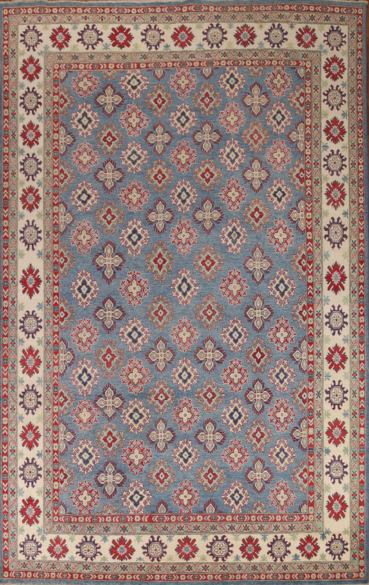 All-Over Blue Kazak Handmade Area Rug 9x12