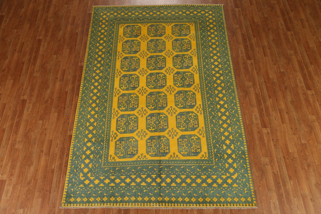 Yellow/ Green Wool Kazak Oriental Area Rug 7x10