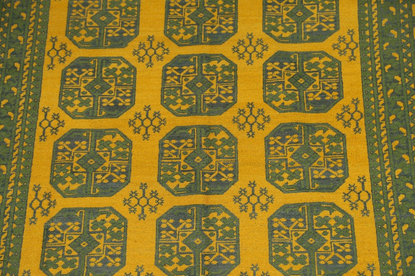 Yellow/ Green Wool Kazak Oriental Area Rug 7x10