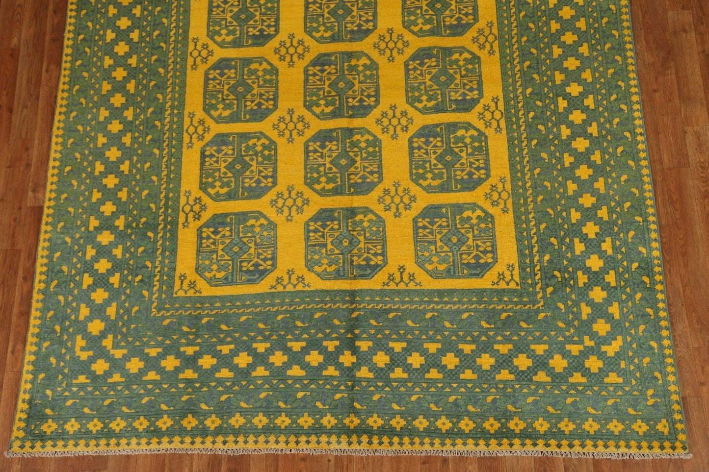 Yellow/ Green Wool Kazak Oriental Area Rug 7x10