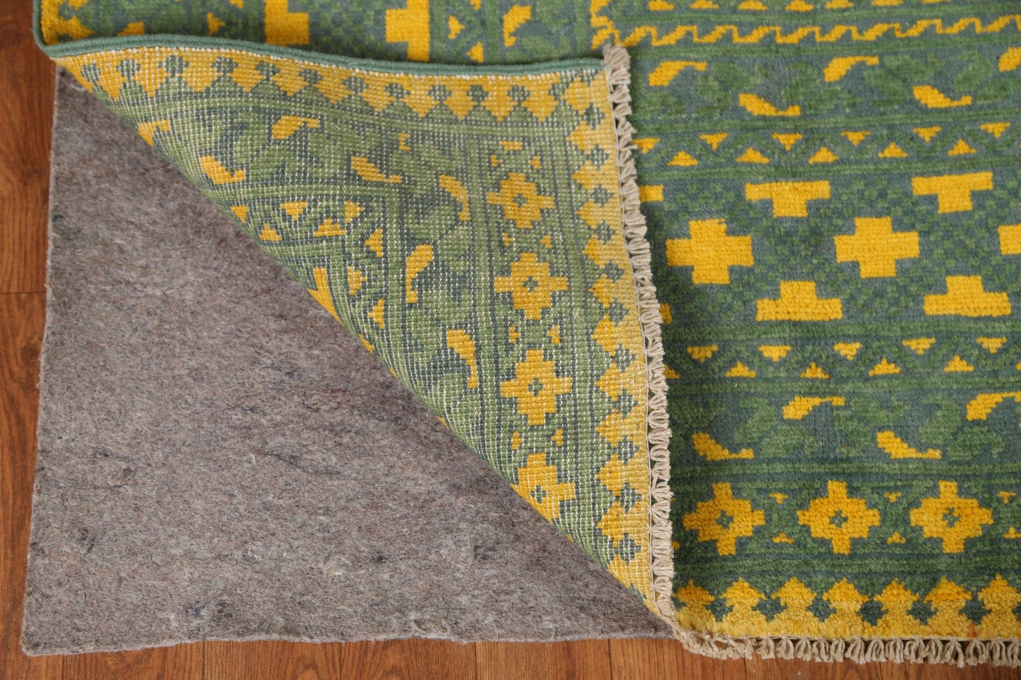 Yellow/ Green Wool Kazak Oriental Area Rug 7x10