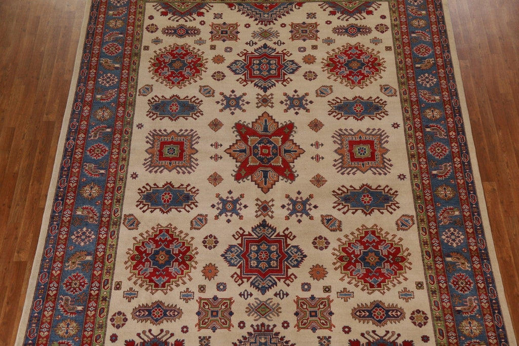 Ivory Wool Kazak Handmade Area Rug 9x12