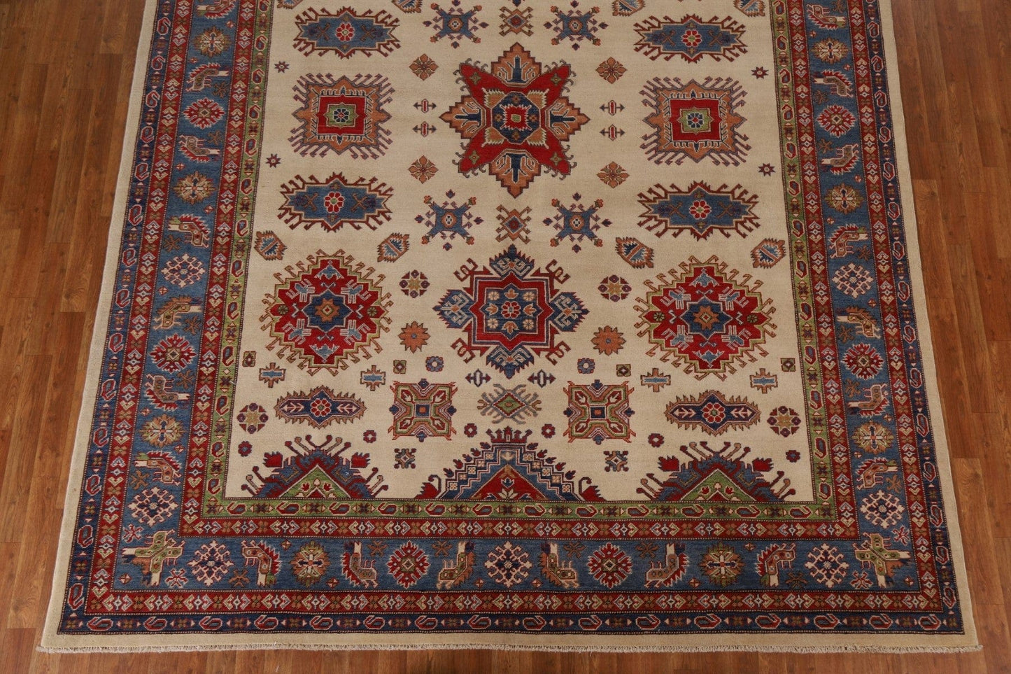 Ivory Wool Kazak Handmade Area Rug 9x12