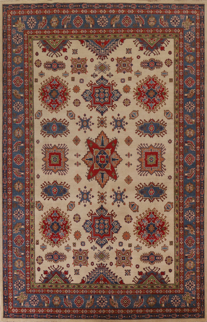 Ivory Wool Kazak Handmade Area Rug 9x12