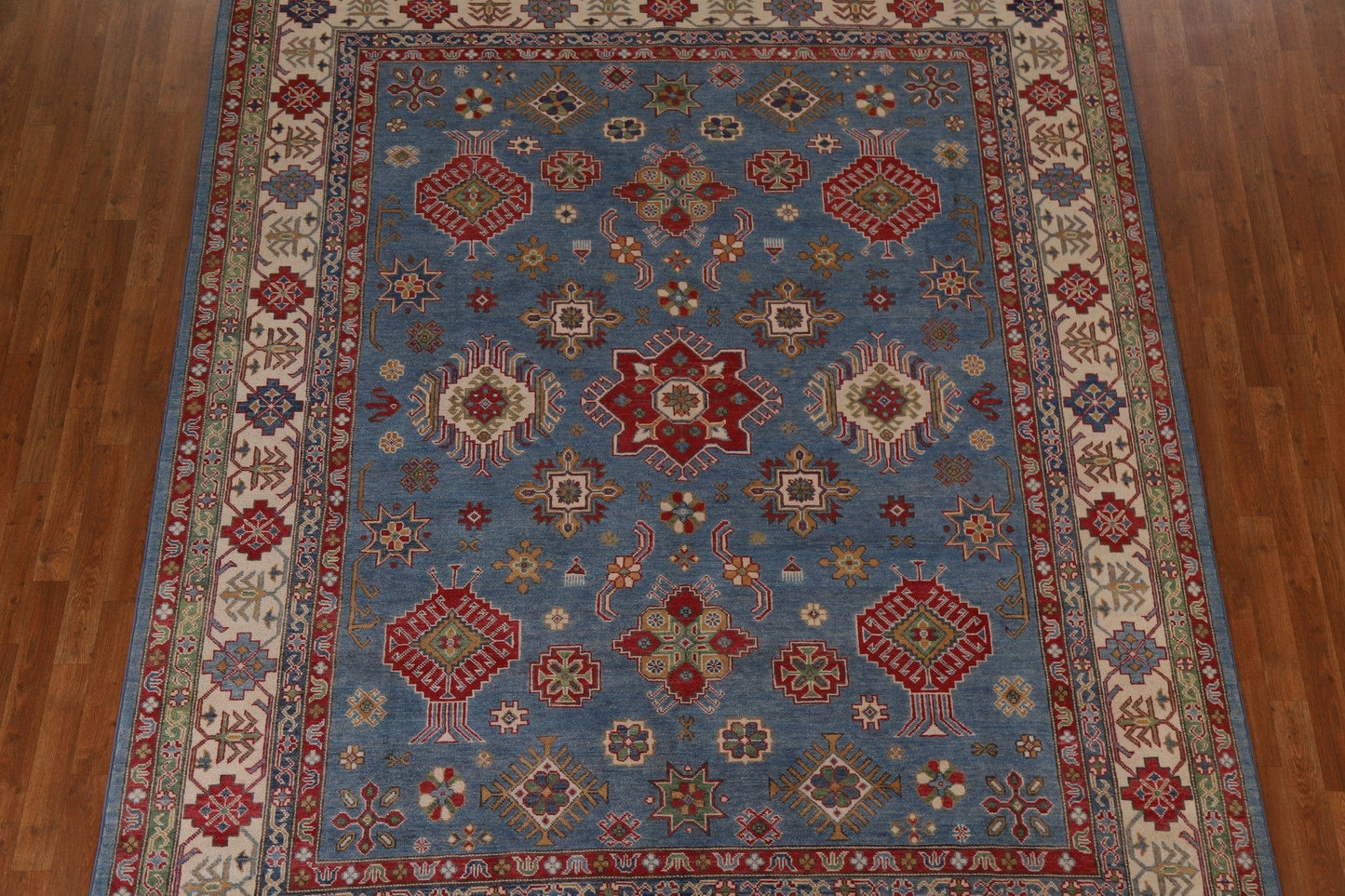 Blue Geometric Kazak Oriental Area Rug 8x10