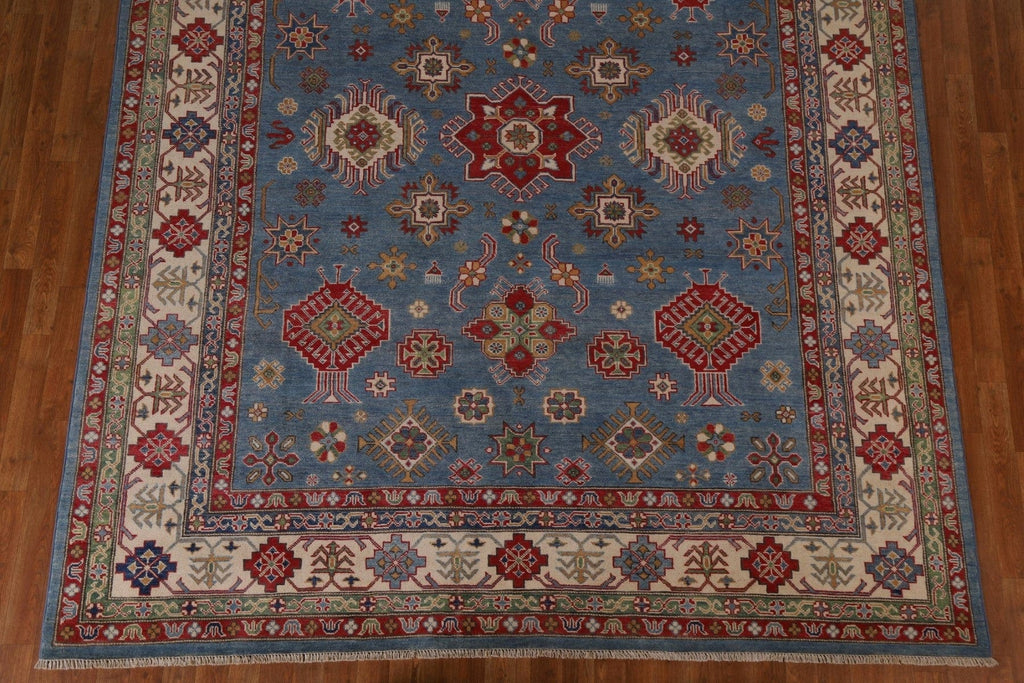 Blue Geometric Kazak Oriental Area Rug 8x10