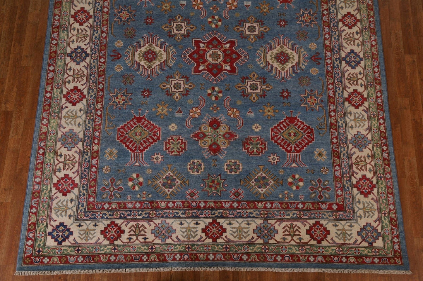 Blue Geometric Kazak Oriental Area Rug 8x10