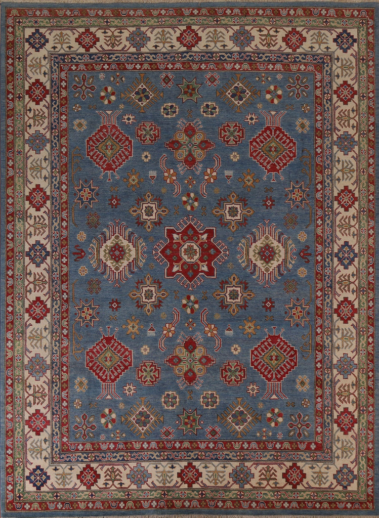 Blue Geometric Kazak Oriental Area Rug 8x10