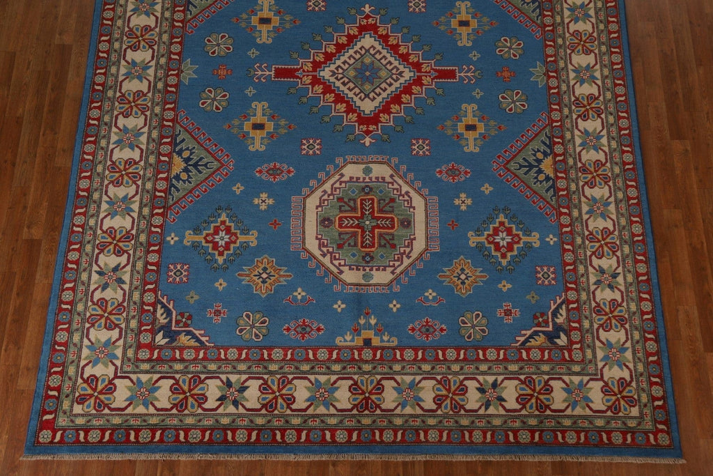 Geometric Blue Kazak Oriental Area Rug 9x12