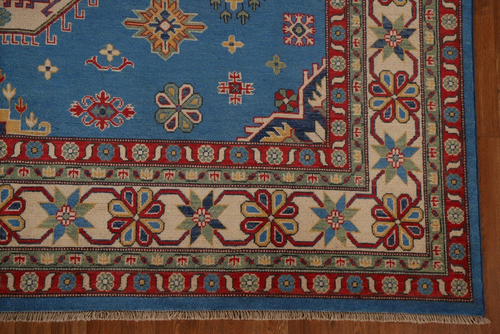 Geometric Blue Kazak Oriental Area Rug 9x12