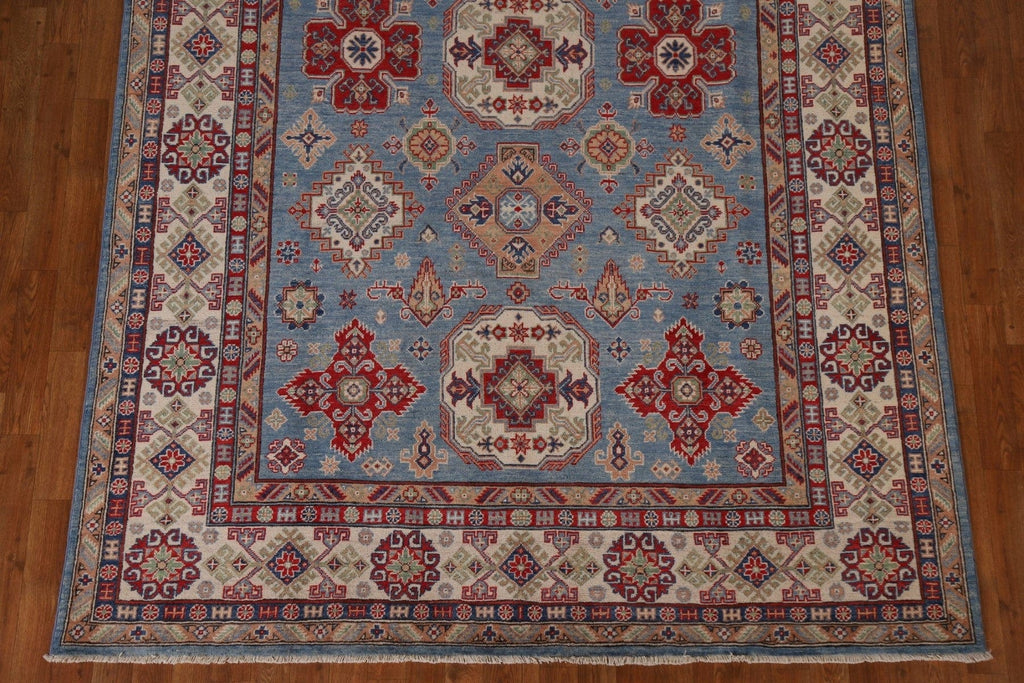 Light Blue Kazak Geometric Area Rug 7x10