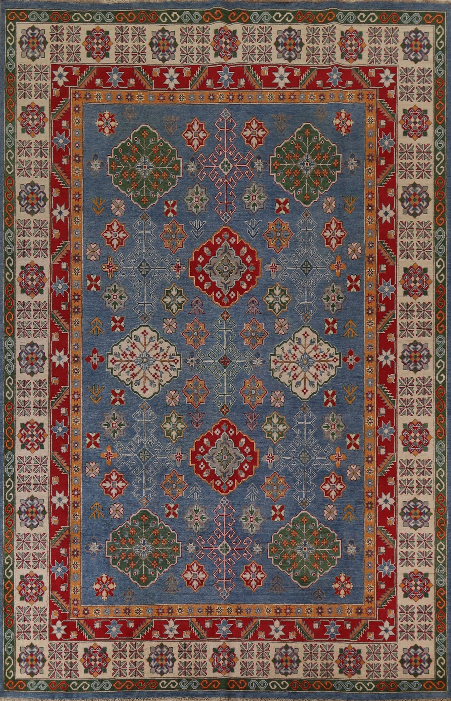 Geometric Kazak Oriental Area Rug 9x12