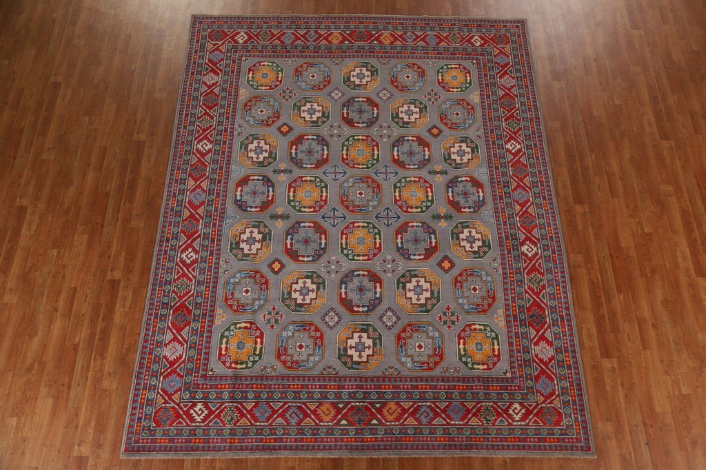 Gray Wool Kazak Geometric Area Rug 8x10