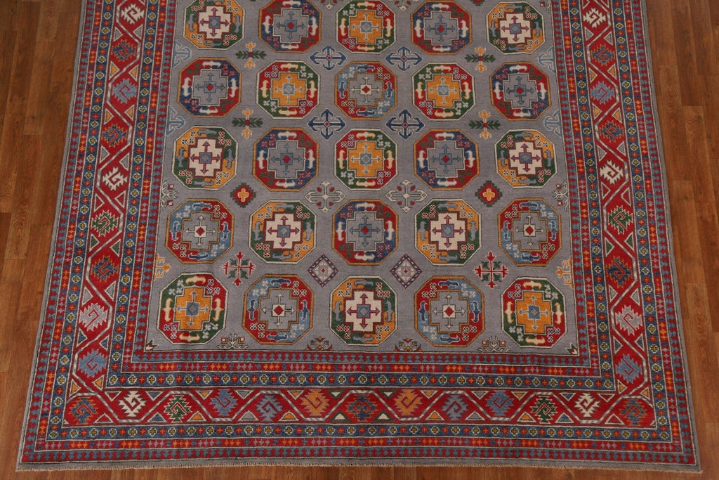 Gray Wool Kazak Geometric Area Rug 8x10