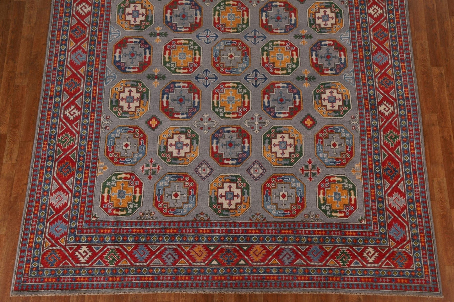 Gray Wool Kazak Geometric Area Rug 8x10