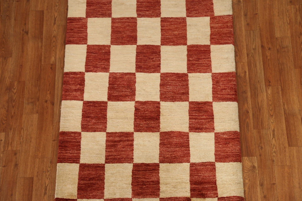 Checkered Gabbeh Kashkoli Wool Area Rug 3x5