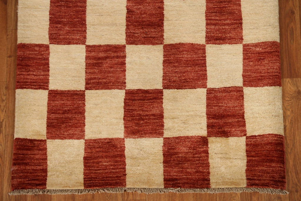 Checkered Gabbeh Kashkoli Wool Area Rug 3x5