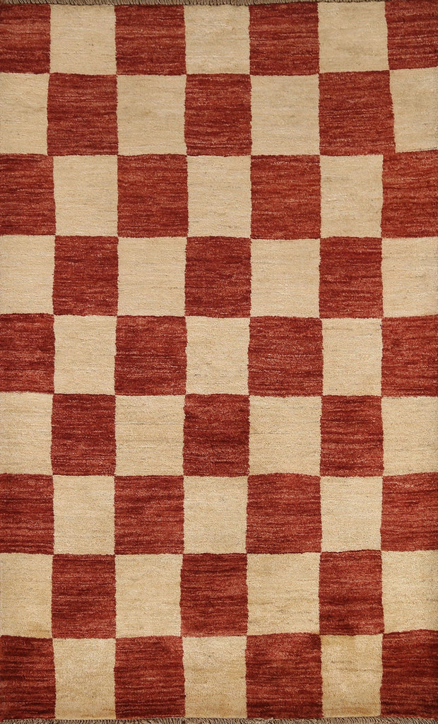 Checkered Gabbeh Kashkoli Wool Area Rug 3x5