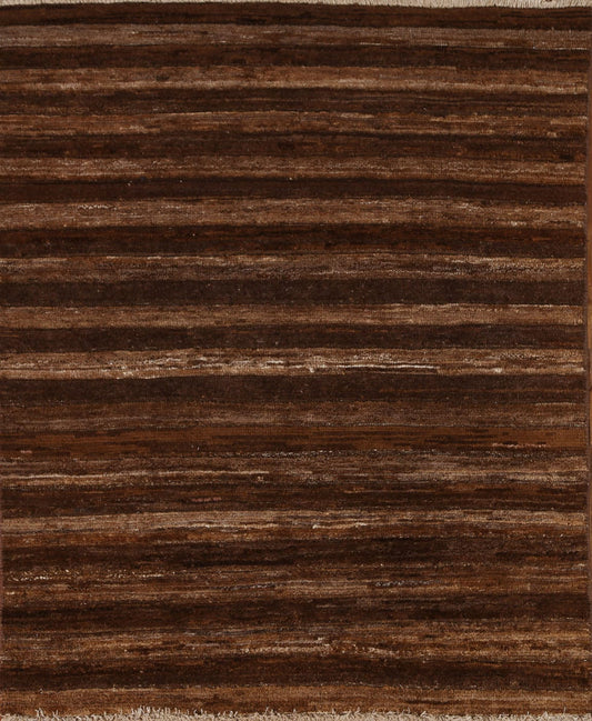 Striped Gabbeh Kashkoli Square Area Rug 3x3