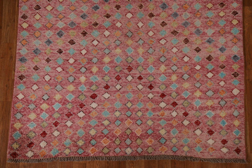 Pink Wool Gabbeh Kashkoli Geometric Area Rug 5x6