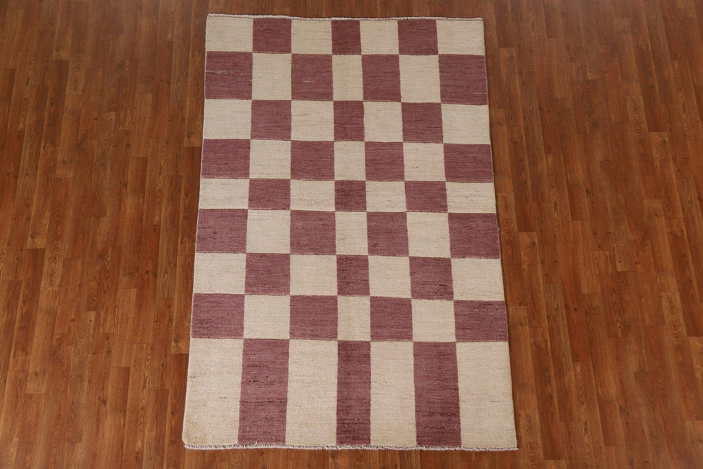 Checkered Gabbeh Kashkoli Modern Area Rug 5x7