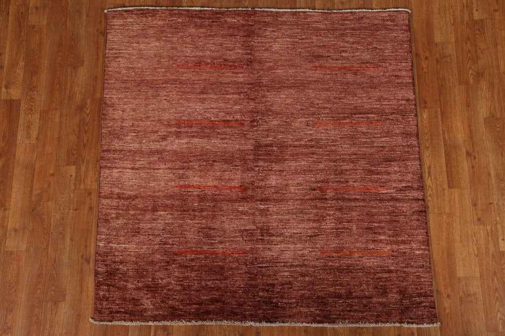 Modern Gabbeh Kashkoli Square Area Rug 4x4